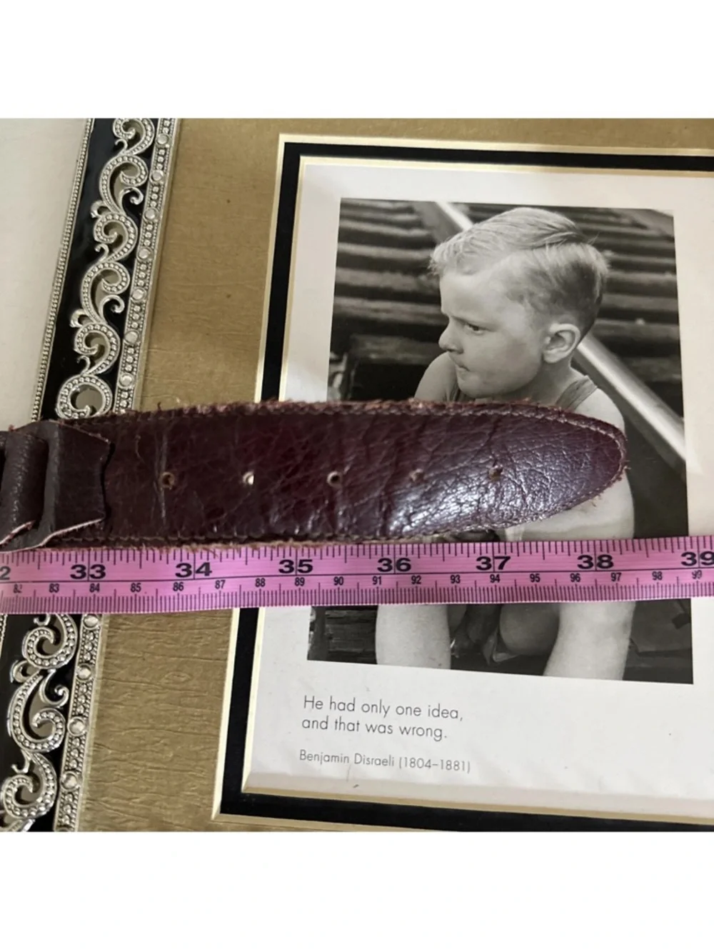 Vintage Leather Braided Interlocking Belt  Oxblood/Burgundy Medium